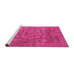 Sideview of Machine Washable Oriental Pink Modern Rug, wshabs1469pnk
