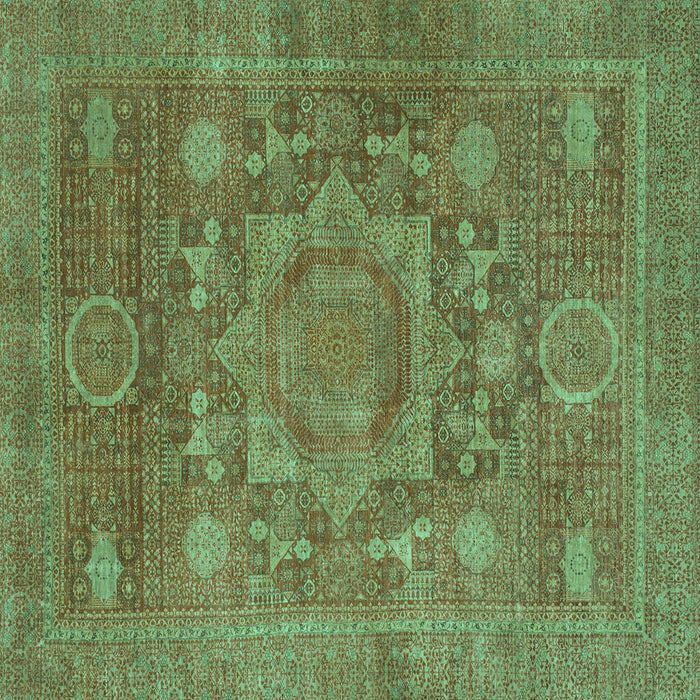 Square Machine Washable Oriental Turquoise Modern Area Rugs, wshabs1469turq
