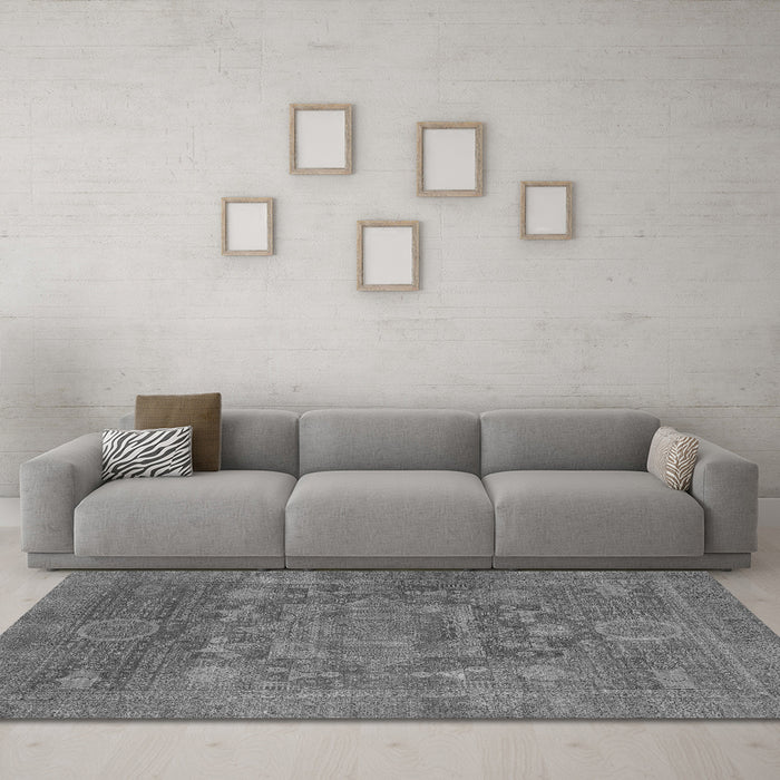 Machine Washable Oriental Gray Modern Rug in a Living Room,, wshabs1469gry