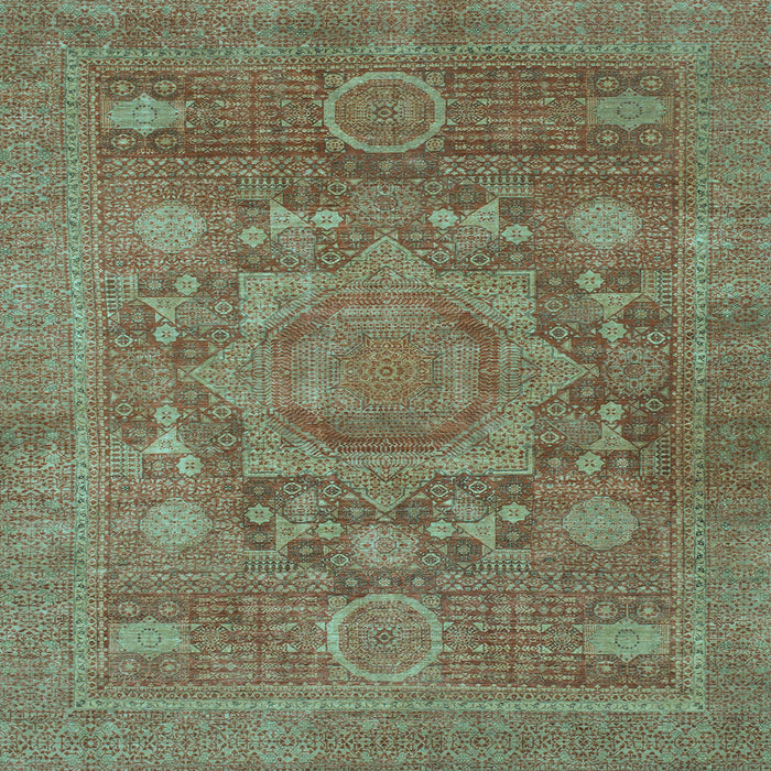 Square Machine Washable Oriental Light Blue Modern Rug, wshabs1469lblu