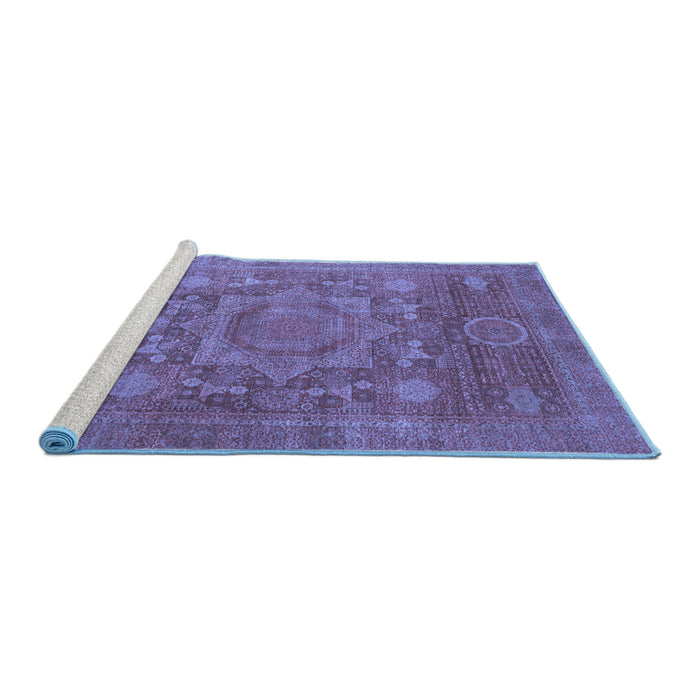 Sideview of Machine Washable Oriental Blue Modern Rug, wshabs1469blu