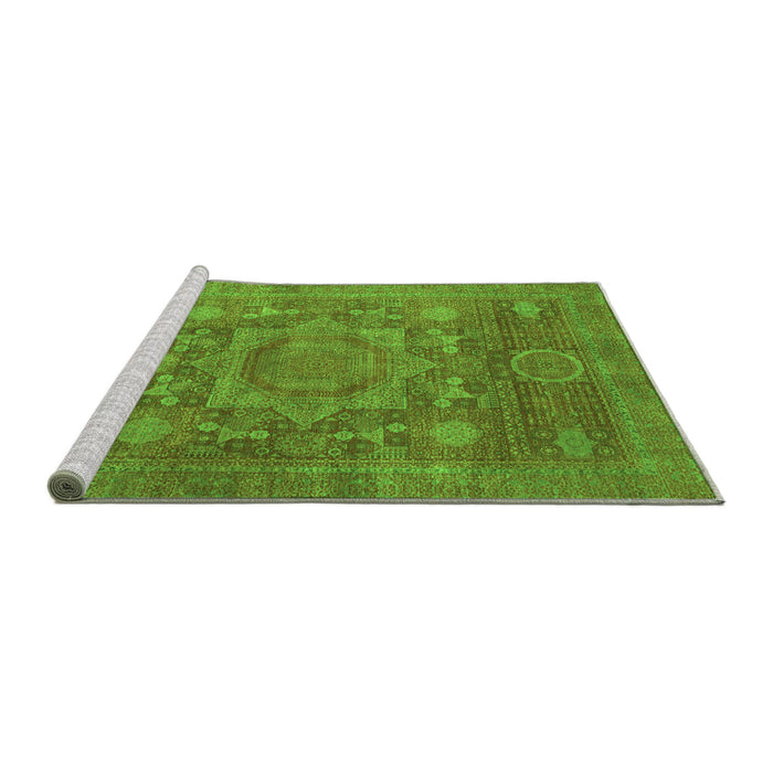 Sideview of Machine Washable Oriental Green Modern Area Rugs, wshabs1469grn