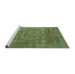 Sideview of Machine Washable Oriental Turquoise Modern Area Rugs, wshabs1469turq
