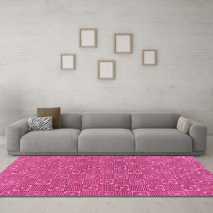 Machine Washable Abstract Pink Modern Rug in a Living Room, wshabs146pnk