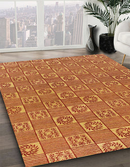 Machine Washable Abstract Orange Rug in a Family Room, wshabs146