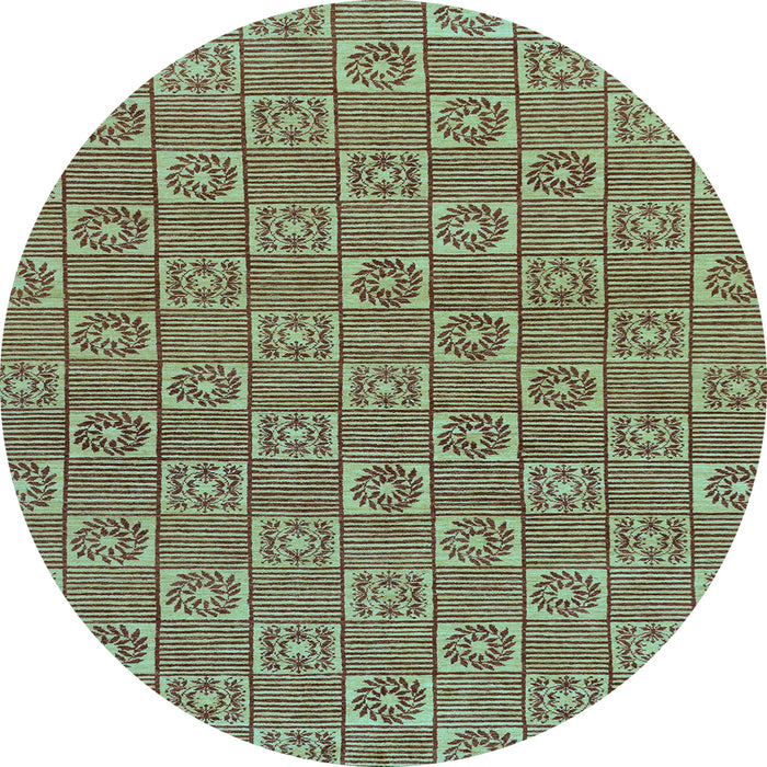 Round Abstract Light Blue Modern Rug, abs146lblu
