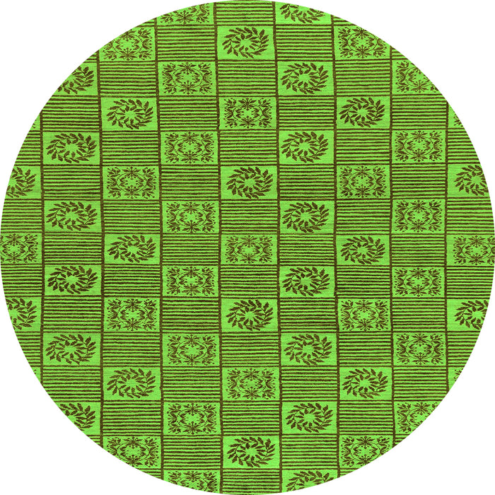 Round Abstract Green Modern Rug, abs146grn