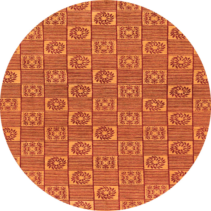 Round Abstract Orange Modern Rug, abs146org