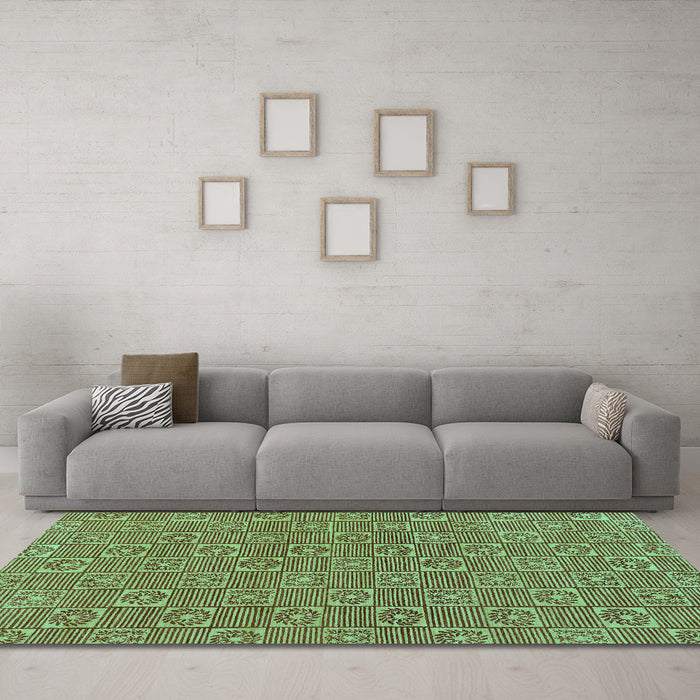 Machine Washable Abstract Turquoise Modern Area Rugs in a Living Room,, wshabs146turq