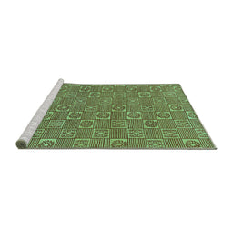 Sideview of Machine Washable Abstract Turquoise Modern Area Rugs, wshabs146turq