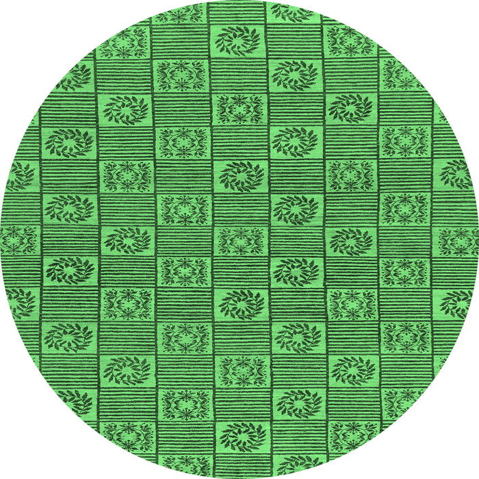 Round Abstract Emerald Green Modern Rug, abs146emgrn