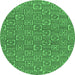 Round Abstract Emerald Green Modern Rug, abs146emgrn