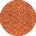 Round Machine Washable Abstract Orange Modern Area Rugs, wshabs146org