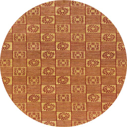 Round Machine Washable Abstract Orange Rug, wshabs146