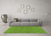 Machine Washable Abstract Green Modern Rug, wshabs146grn