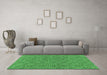 Machine Washable Abstract Emerald Green Modern Area Rugs in a Living Room,, wshabs146emgrn