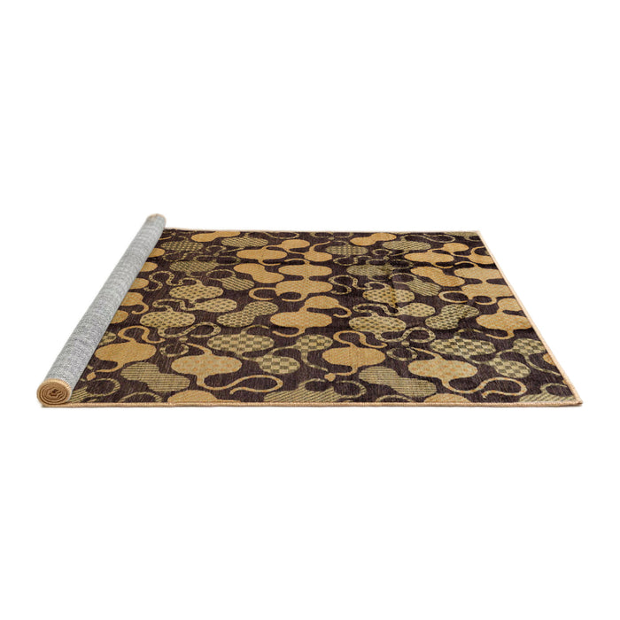 Sideview of Machine Washable Abstract Bakers Brown Rug, wshabs147