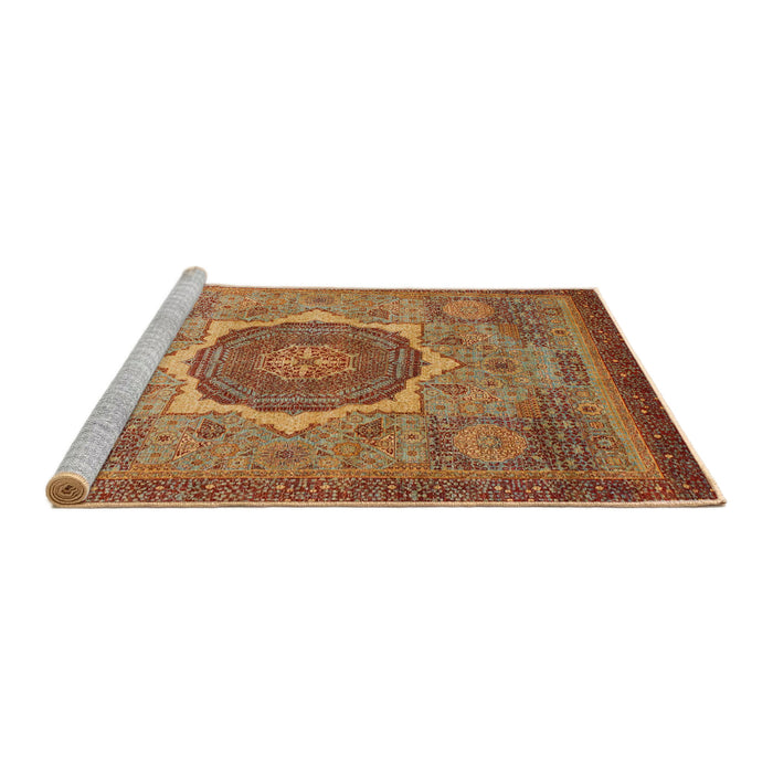 Sideview of Machine Washable Abstract Peru Brown Rug, wshabs1470