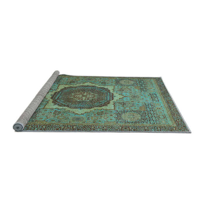 Sideview of Machine Washable Oriental Light Blue Modern Rug, wshabs1470lblu