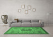 Machine Washable Oriental Emerald Green Modern Area Rugs in a Living Room,, wshabs1470emgrn