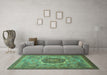 Machine Washable Oriental Turquoise Modern Area Rugs in a Living Room,, wshabs1470turq