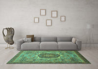 Machine Washable Oriental Turquoise Modern Rug, wshabs1470turq