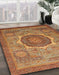 Abstract Brown Oriental Rug in Family Room, abs1470