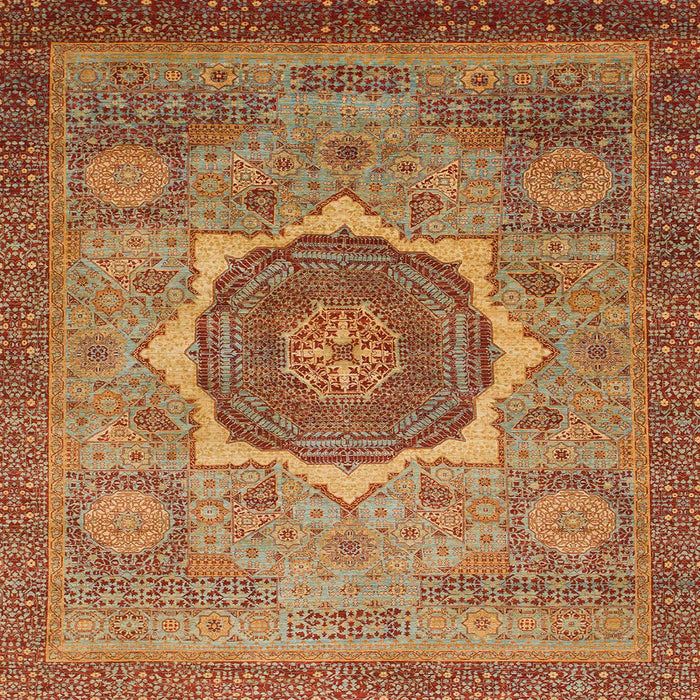 Square Abstract Brown Oriental Rug, abs1470