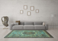 Machine Washable Oriental Light Blue Modern Rug, wshabs1470lblu