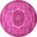 Round Machine Washable Oriental Pink Modern Rug, wshabs1470pnk