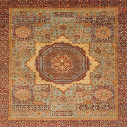 Square Machine Washable Abstract Peru Brown Rug, wshabs1470