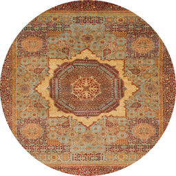 Round Machine Washable Abstract Peru Brown Rug, wshabs1470