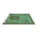 Sideview of Machine Washable Oriental Turquoise Modern Area Rugs, wshabs1470turq