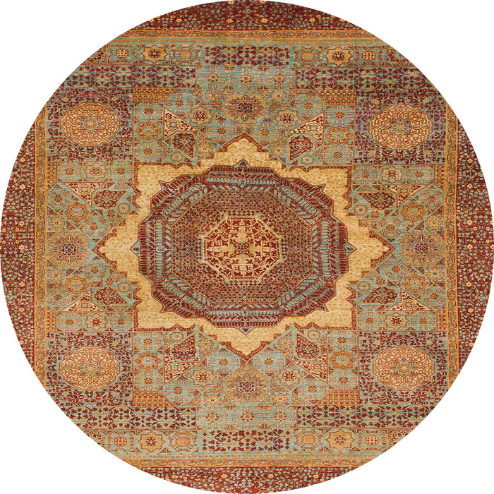 Round Abstract Brown Oriental Rug, abs1470