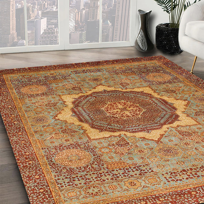Machine Washable Abstract Peru Brown Rug in a Family Room, wshabs1470