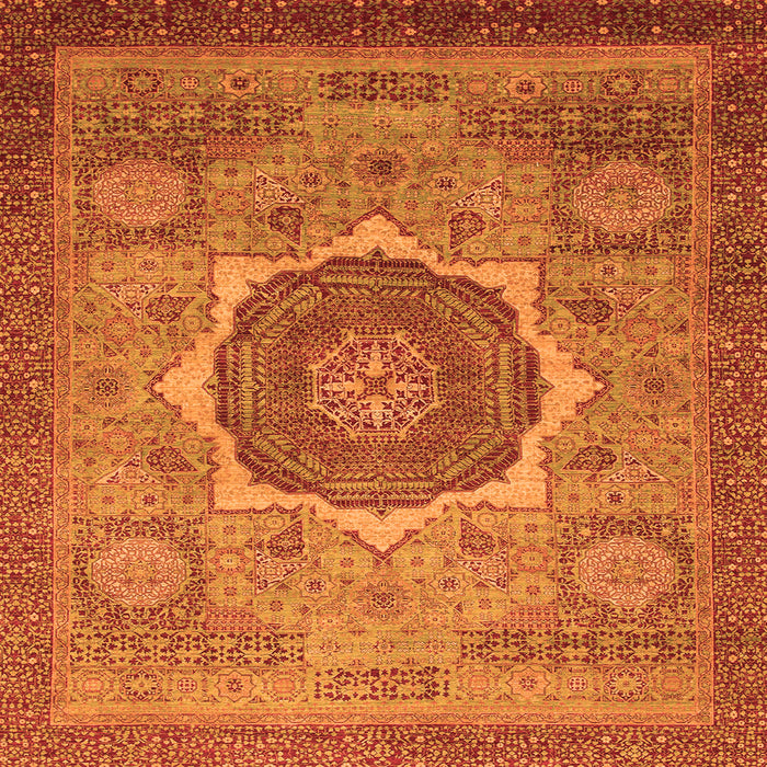 Square Machine Washable Oriental Orange Modern Area Rugs, wshabs1470org