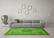 Machine Washable Oriental Green Modern Area Rugs in a Living Room,, wshabs1470grn