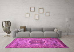 Machine Washable Oriental Purple Modern Area Rugs in a Living Room, wshabs1470pur