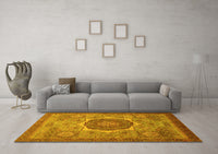 Machine Washable Oriental Yellow Modern Rug, wshabs1470yw