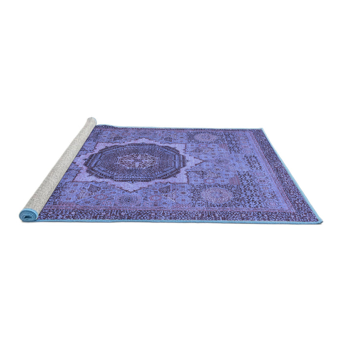 Sideview of Machine Washable Oriental Blue Modern Rug, wshabs1470blu
