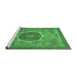 Sideview of Machine Washable Oriental Emerald Green Modern Area Rugs, wshabs1470emgrn