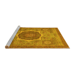 Sideview of Machine Washable Oriental Yellow Modern Rug, wshabs1470yw