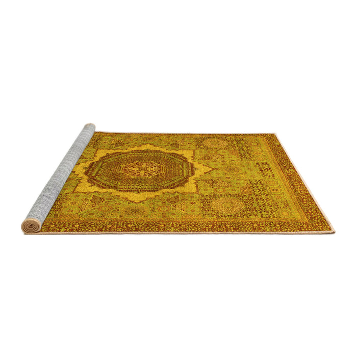 Sideview of Machine Washable Oriental Yellow Modern Rug, wshabs1470yw