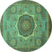 Round Oriental Turquoise Modern Rug, abs1470turq