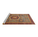 Sideview of Machine Washable Abstract Fire Brick Red Rug, wshabs1471