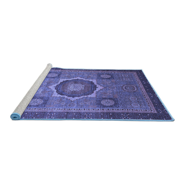 Sideview of Machine Washable Oriental Blue Modern Rug, wshabs1471blu