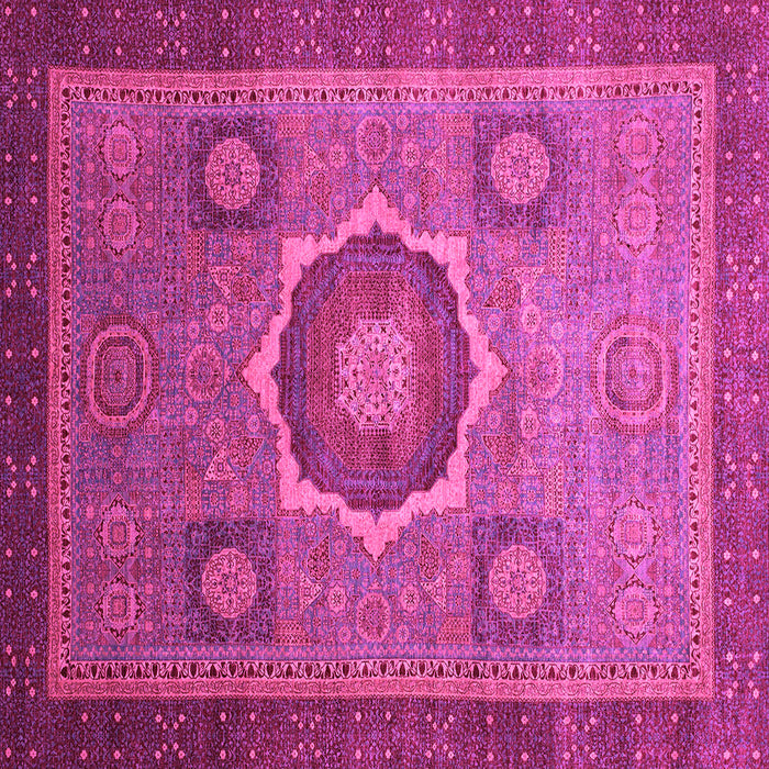 Square Machine Washable Oriental Pink Modern Rug, wshabs1471pnk