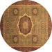 Round Oriental Brown Modern Rug, abs1471brn