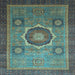 Square Machine Washable Oriental Light Blue Modern Rug, wshabs1471lblu