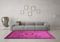 Machine Washable Oriental Pink Modern Rug, wshabs1471pnk